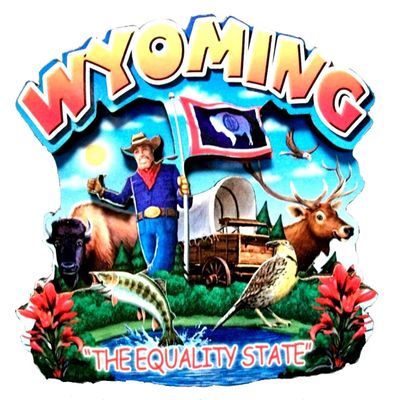 Wyoming State Montage Wood Fridge Magnet 2