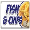 Fish & Chips Banner Sign Cod Haddock White Deep Fried Chips Takeaway view 1