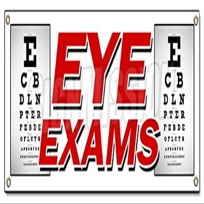 Eye Exams Banner Sign Optometrist Optician Glasses Prescription Lens