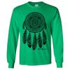 Native American Dreamcatcher Free Spirit Black Long Sleeve Shirt - Irish Green Large view 1