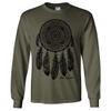 Native American Dreamcatcher Free Spirit Black Long Sleeve Shirt - Military Green Small view 1