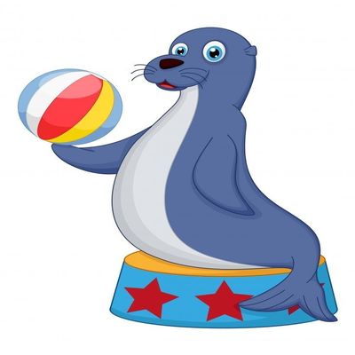 Wallmonkeys FOT-73337181-24 WM210119 Cute Circus Seal Playing a Ball Peel and Stick Wall Decals, 24" H x 18" W-Medium