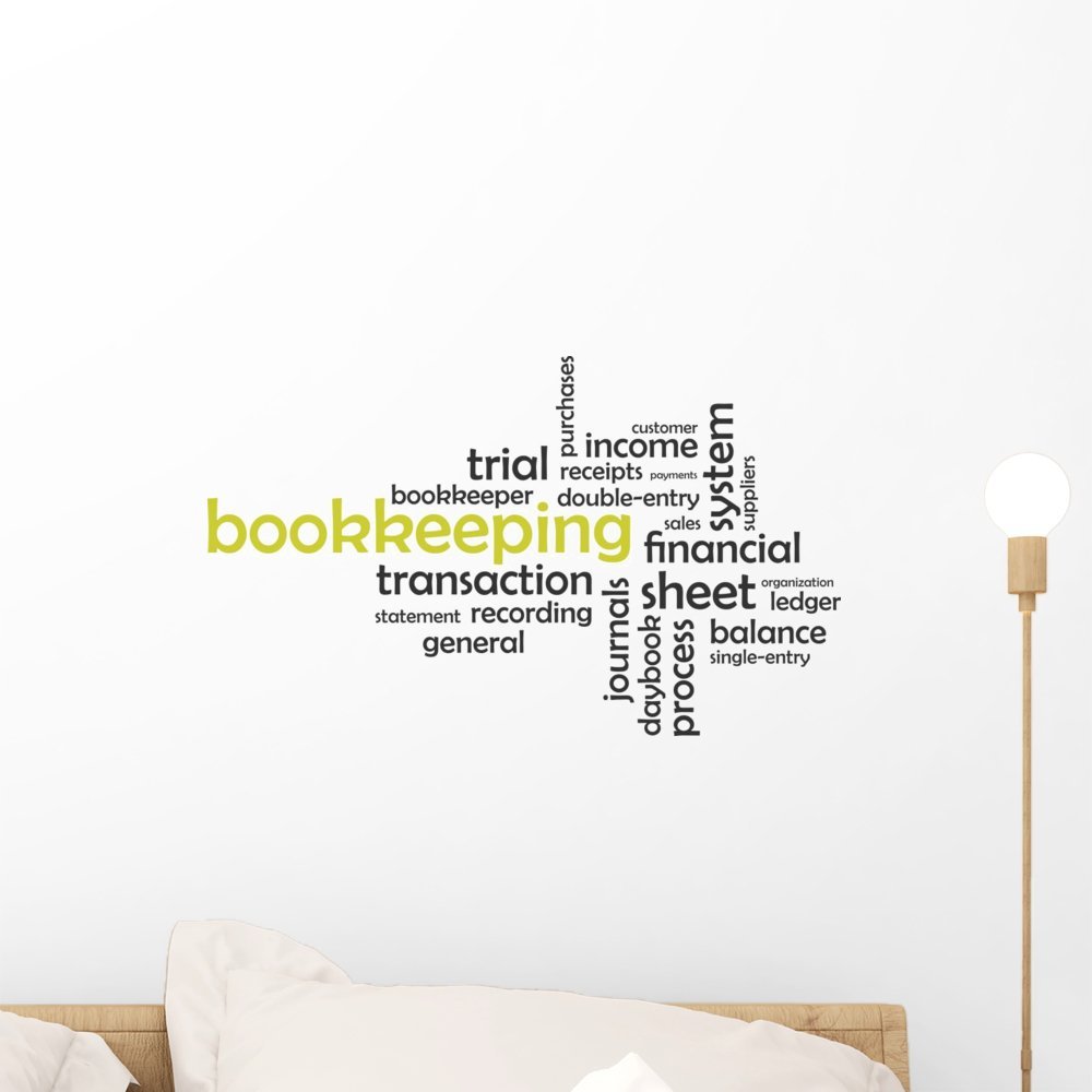 Wallmonkeys FOT-77525446-18 WM202503 Word Cloud-Bookkeeping Peel and Stick Wall Decals, 18" W x 11" H-Small