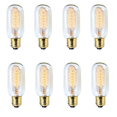 Rolay 25W Vintage Edison Bulbs, T45 Clear Glass Antique Vintage Old Fashioned E26 Incandescent Light Bulbs, 8 Pack