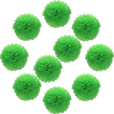 Lightingsky 10pcs DIY Decorative Tissue Paper Pom-poms Flowers Ball Perfect for Party Wedding Home Outdoor Decoration (10-inch Diameter, Green 2)