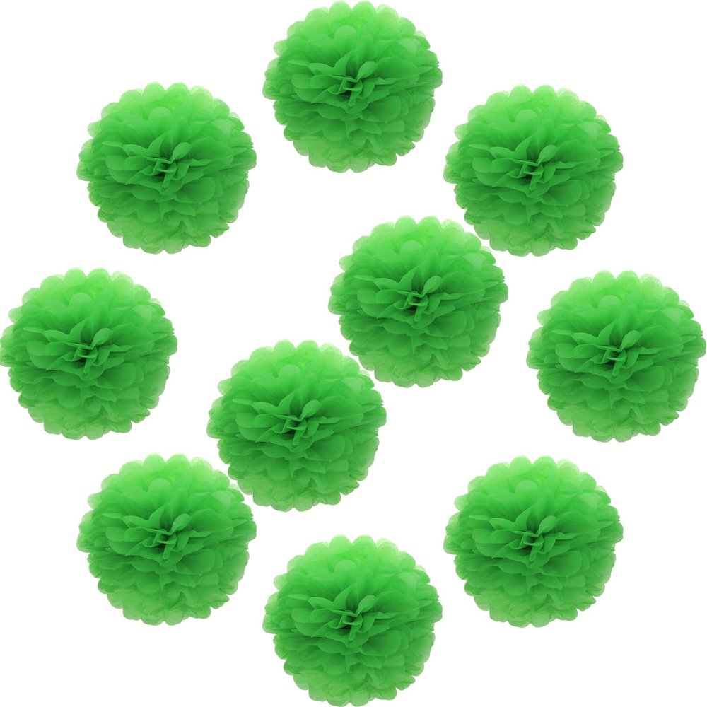Lightingsky 10pcs DIY Decorative Tissue Paper Pom-poms Flowers Ball Perfect for Party Wedding Home Outdoor Decoration (10-inch Diameter, Green 2)