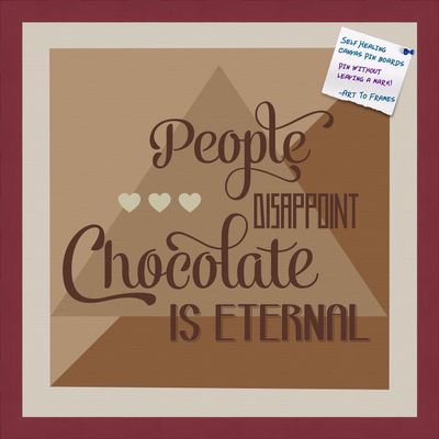 PinPix Decorative pin Cork Bulletin Board Made from self-Healing Canvas, Chocolate is Eternal Abstract Poster Printed at 20x20 Inches and Framed in Red Stain on Beech(WOM56673)