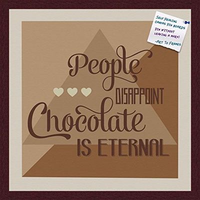 PinPix Decorative pin Cork Bulletin Board Made from self-Healing Canvas, Chocolate is Eternal Abstract Poster Printed at 20x20 Inches and Framed in Classic Mahogany Frame(WOM59504)
