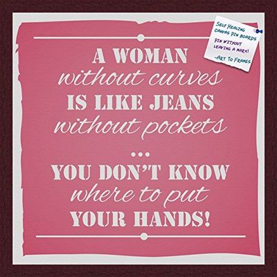 PinPix Decorative pin Cork Bulletin Board Made from self-Healing Canvas, Real Women Expression Poster Printed at 20x20 Inches and Framed in Classic Mahogany Frame(WOM59504)