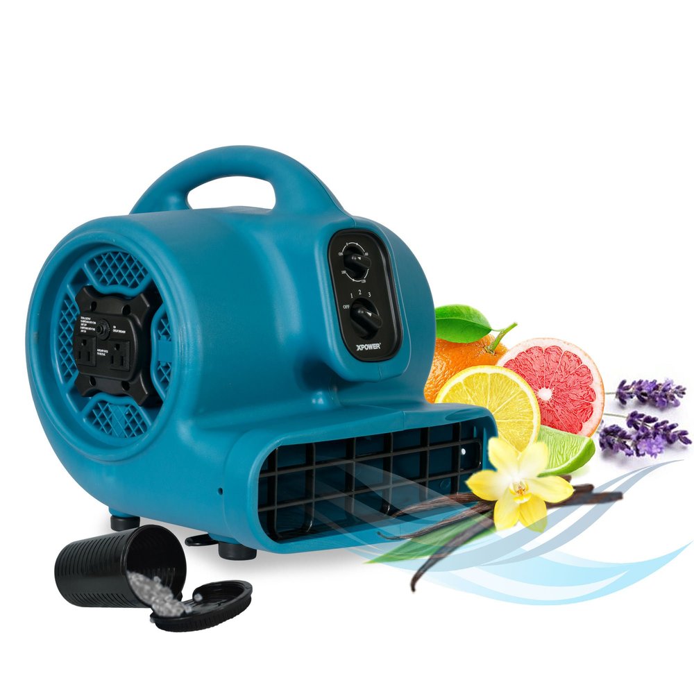 XPOWER P-450AT Freshen Aire Scented Air Mover Scent Diffusing Fan for Immediate Scenting, Cooling, Ventilating, & Drying of Large Areas, Blue