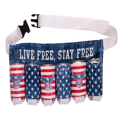 Calhoun Unisex Themed Fourth of July USA Americana Patriotic Beverage Beer Belt (Live Free)