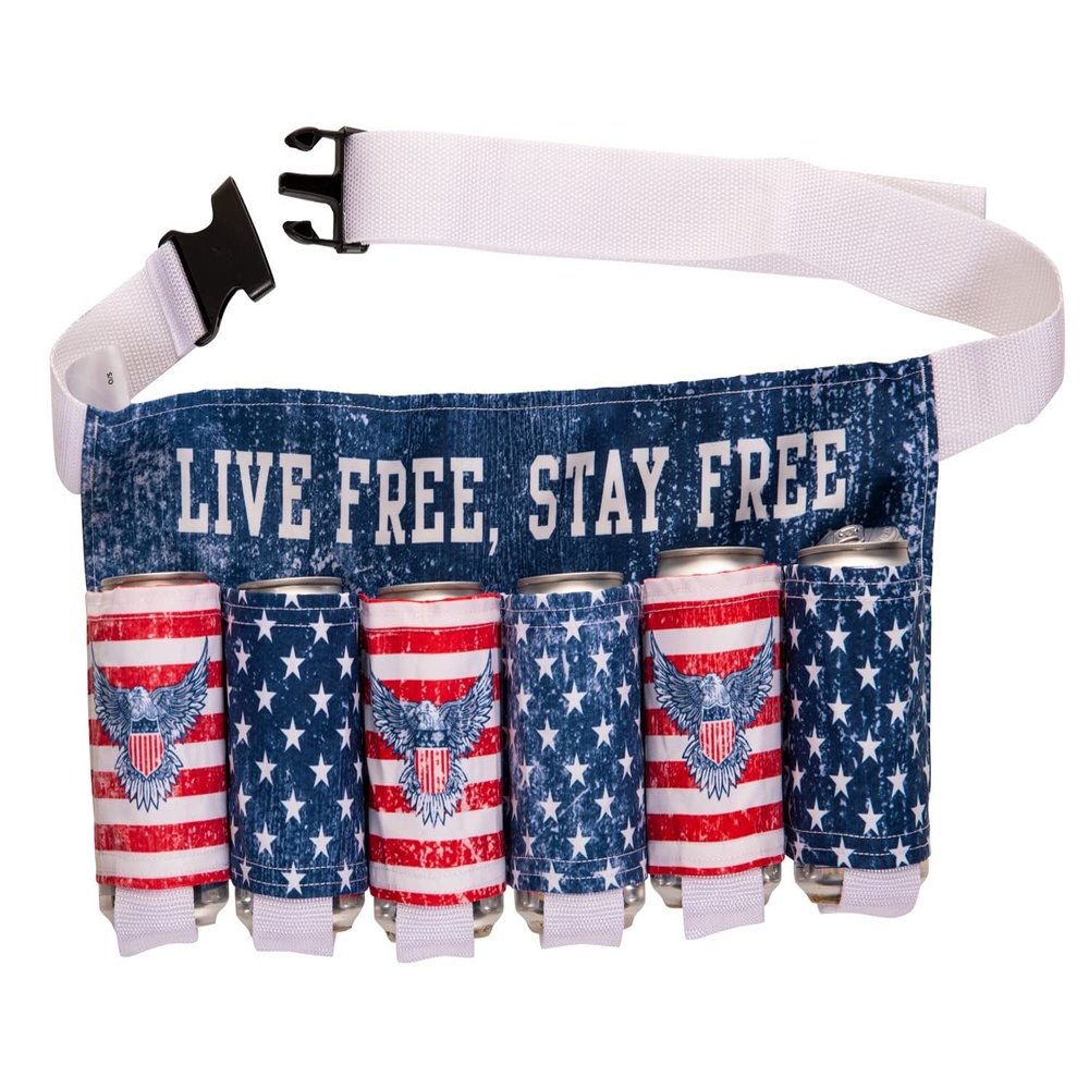 Calhoun Unisex Themed Fourth of July USA Americana Patriotic Beverage Beer Belt (Live Free)
