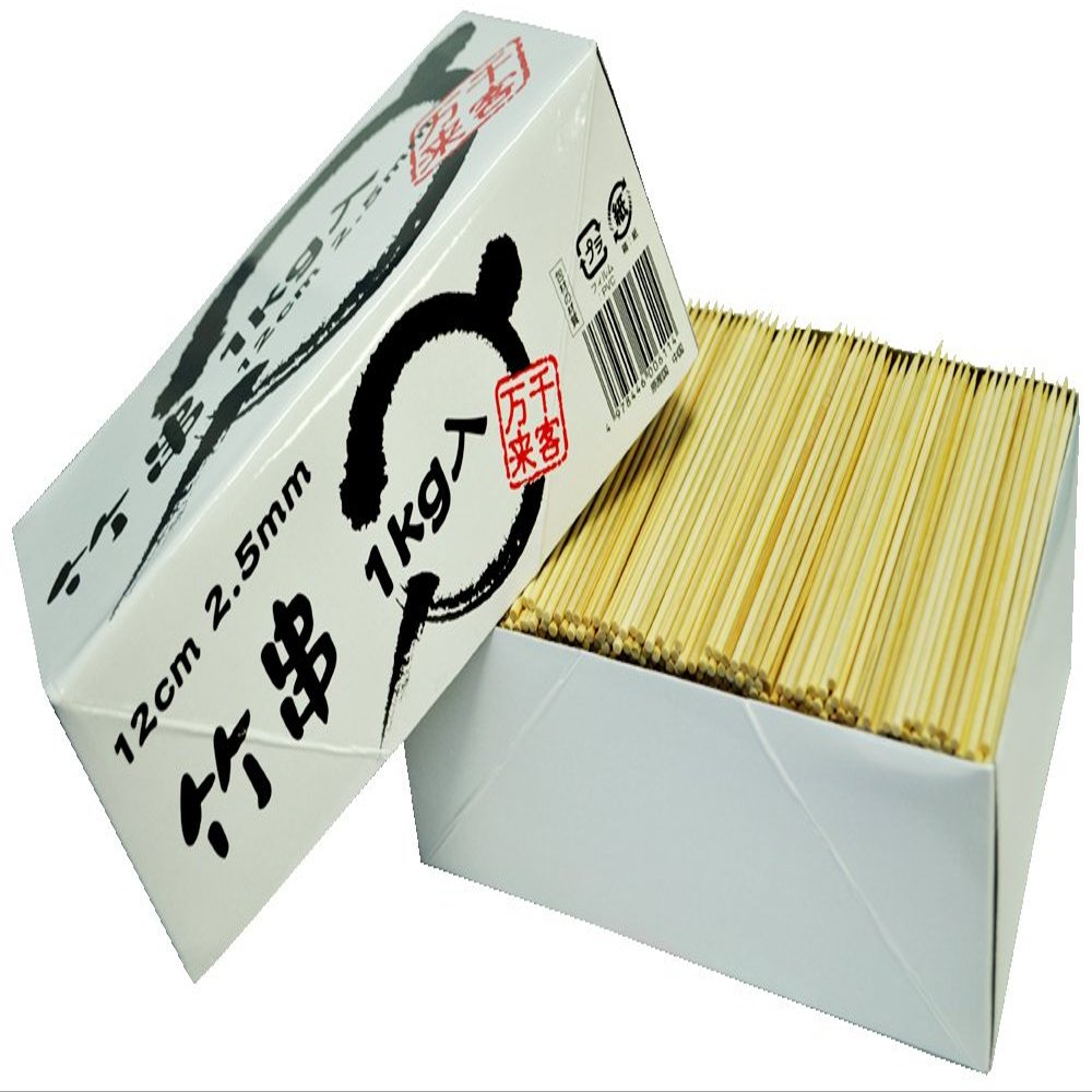 00611 Commercial Bamboo Skewers, 0.1 inch (2.5 mm), 4.7 inches (12 cm), Boxed, Approx. 1750 Pieces, Approx. 2.2 lbs (1 kg)