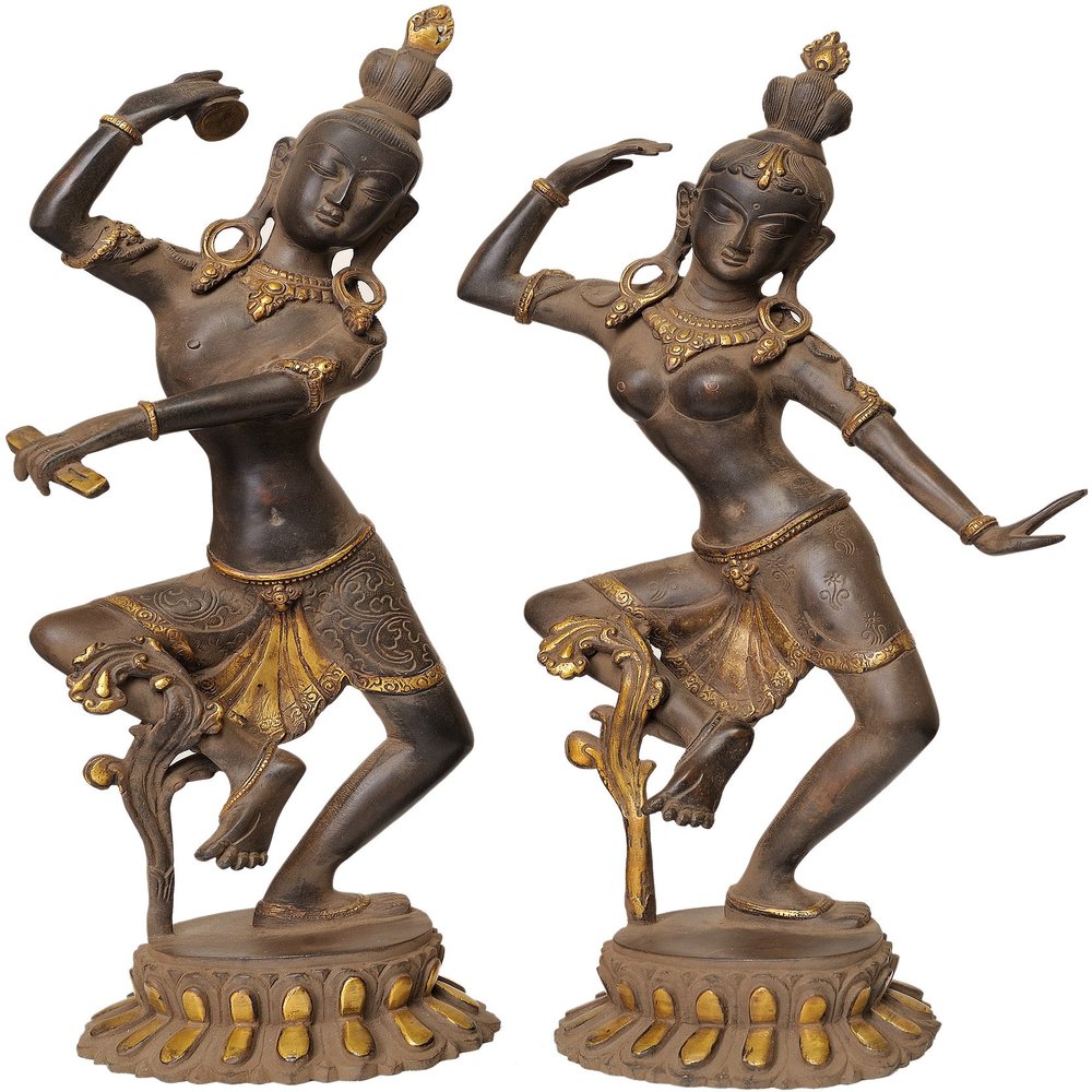 Pair of Dancing Shiva Parvati - Brass Statue
