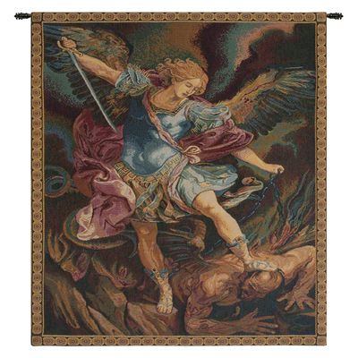 Charlotte Home Furnishings Inc. St. Michael Italian Tapestry Wall Hanging 19 X 12 Inch Viscose Cotton And Polyester Blend Wall Art Woven In Italy Perfect For Wall Decor By Guido Reni