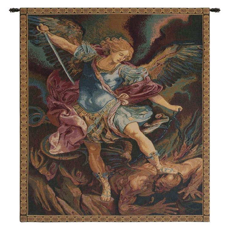 Charlotte Home Furnishings Inc. St. Michael Italian Tapestry Wall Hanging 19 X 12 Inch Viscose Cotton And Polyester Blend Wall Art Woven In Italy Perfect For Wall Decor By Guido Reni