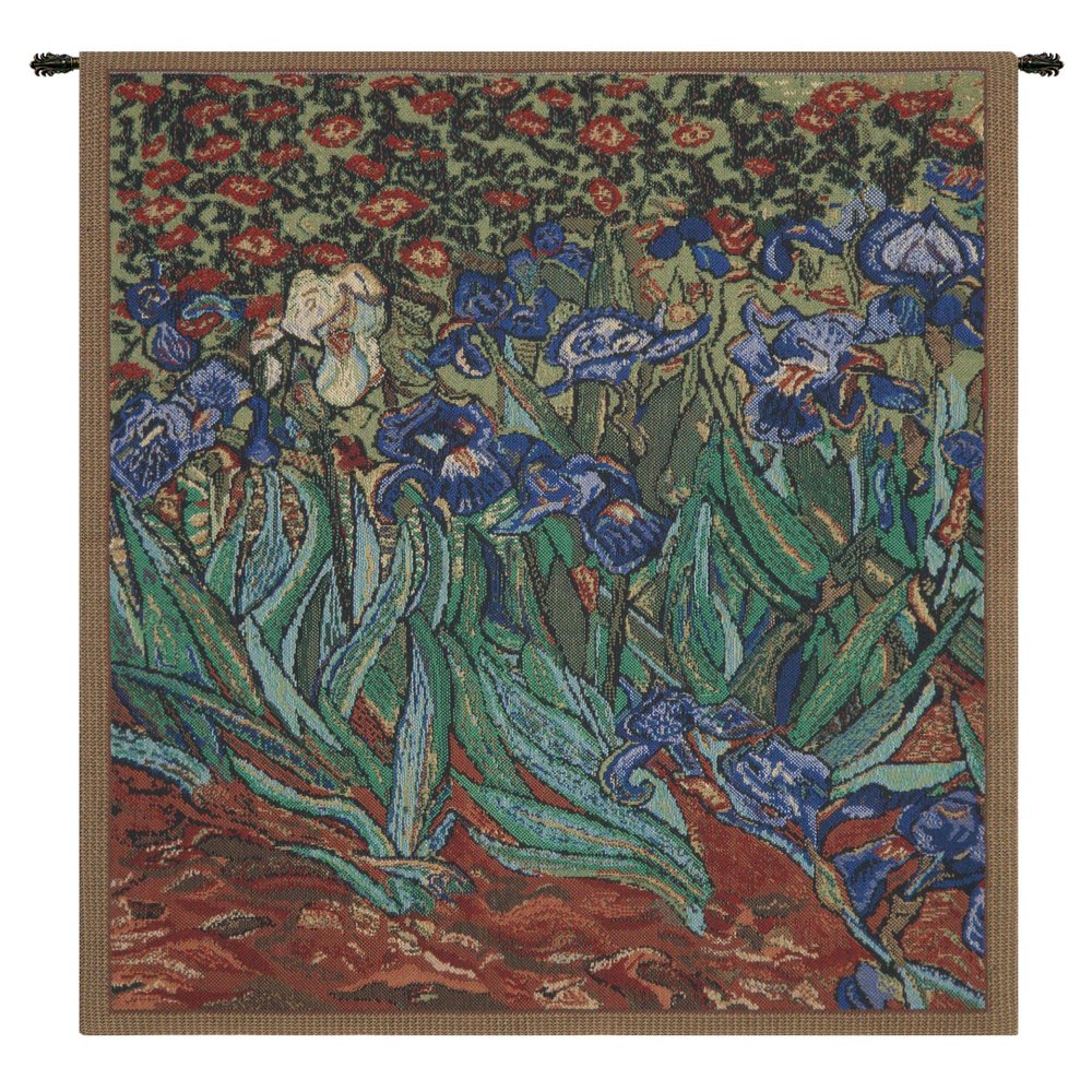 C Charlotte Home Furnishings Inc Les Iris Mini Tapestry Wall Hanging | Viscose Cotton and Polyester Blend Wall Art | 18 in. x 21 in. | Home Decor Accents | Inspired by Vincent Van Gogh