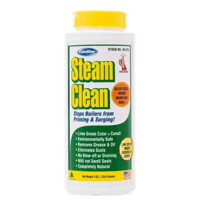 ComStar Steam Clean, 8 Ounces, Boiler Water Treatment, Prevents Priming, Foaming, Surging, Blue Color-Coded Indicator, Removes Grease, Oil, Sludge, Easy-to-Use Natural Formula (35-213)