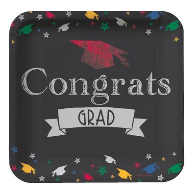 Club Pack of 96 Chalk It Up Grad Disposable Paper Party Dinner Plates 9"