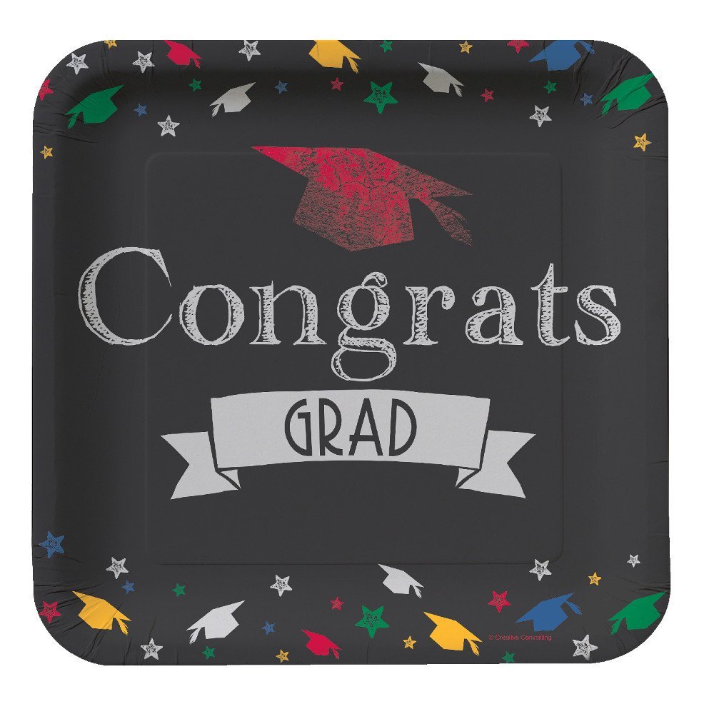 Club Pack of 96 Chalk It Up Grad Disposable Paper Party Dinner Plates 9"