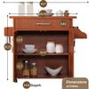Hodedah Rolling Wood Kitchen Island Cart with Spice Rack, Towel Rack, Utensil Drawer plus Cabinet, White with Beech Top view 2