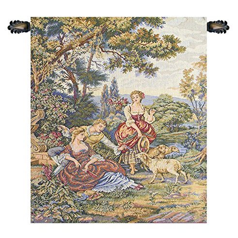 C Charlotte Home Furnishings Inc Pastorella italian Tapestry Wall Hanging | Viscose Cotton and Polyester Blend Wall Art | 18 in. x 15 in | Home Decor Accents | Inspired by Francois Boucher