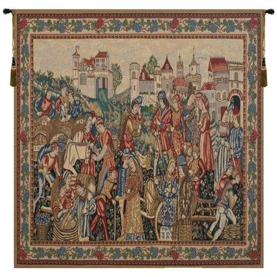 C Charlotte Home Furnishings Inc Wine Merchants Belgian Tapestry Wall Hanging | Viscose Cotton and Polyester Blend Wall Art | 33 in. x 44 in | Home Decor Accents