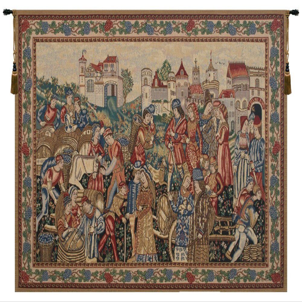 C Charlotte Home Furnishings Inc Wine Merchants Belgian Tapestry Wall Hanging | Viscose Cotton and Polyester Blend Wall Art | 33 in. x 44 in | Home Decor Accents
