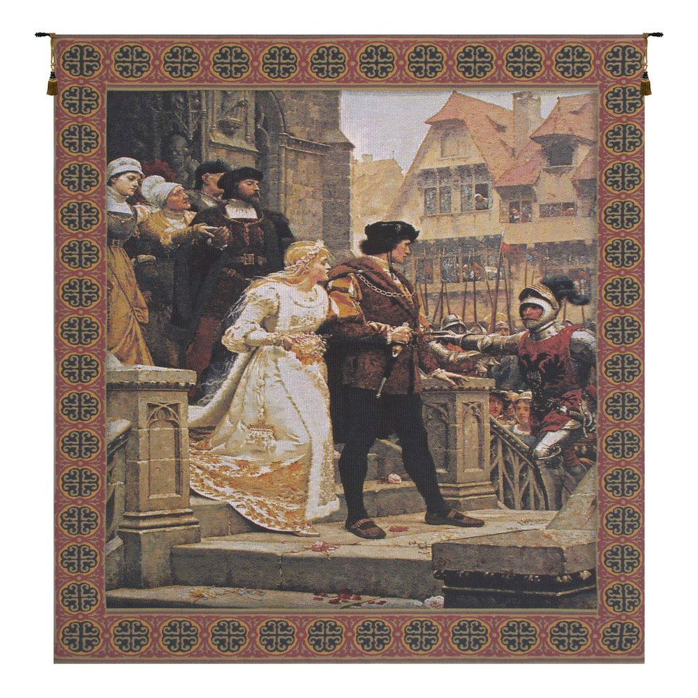 Call To Arms With Border Belgian Tapestry Wall Hanging - 38 in. x 54 in. Cotton/Viscose/Polyester by Edmund Blair Leighton