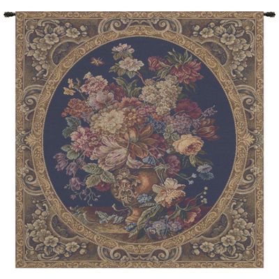 Charlotte Home Furnishings Italian Tapestry Wall Hanging 30x 25 in Floral Vase Blue Wall Art Floral Tapestry for Bedroom Aesthetic Living Room and Home Decor European Soft Cotton Jacquard Woven