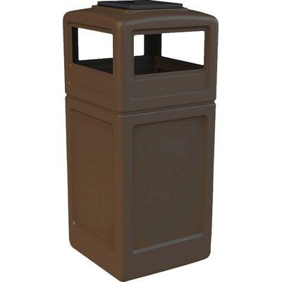 42 Gallon Square Waste Container with Ashtray Dome Lid Color: Brown