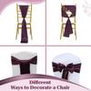 MDS Satin Chair Sashes, 125 Pack, 7x108 Each, Decorative Chair Bows Ribbon Tie Backs for Wedding Party, Holiday Dinner, Birthday, Reception, Banquet, Hotel & Event Decoration - Plum view 4