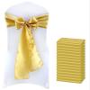 MDS Satin Chair Sashes, 125 Pack, 7x108 Each, Decorative Chair Bows Ribbon Tie Backs for Wedding Party, Holiday Dinner, Birthday, Reception, Banquet, Hotel & Event Decoration - Gold view 1