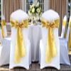 MDS Satin Chair Sashes, 125 Pack, 7x108 Each, Decorative Chair Bows Ribbon Tie Backs for Wedding Party, Holiday Dinner, Birthday, Reception, Banquet, Hotel & Event Decoration - Gold view 2