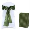 MDS Satin Chair Sashes, 125 Pack, 7x108 Each, Decorative Chair Bows Ribbon Tie Backs for Wedding Party, Holiday Dinner, Birthday, Reception, Banquet, Hotel & Event Decoration - Olive Green view 1