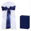 MDS Satin Chair Sashes, 150 Pack, 7x108 Each, Decorative Chair Bows Ribbon Tie Backs for Wedding Party, Holiday Dinner, Birthday, Reception, Banquet, Hotel & Event Decoration - Navy Blue view 1