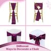 MDS Satin Chair Sashes, 150 Pack, 7x108 Each, Decorative Chair Bows Ribbon Tie Backs for Wedding Party, Holiday Dinner, Birthday, Reception, Banquet, Hotel & Event Decoration - Eggplant view 4