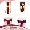 MDS Satin Chair Sashes, 150 Pack, 7x108 Each, Decorative Chair Bows Ribbon Tie Backs for Wedding Party, Holiday Dinner, Birthday, Reception, Banquet, Hotel & Event Decoration - Maroon view 4