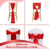 MDS Satin Chair Sashes, 125 Pack, 7x108 Each, Decorative Chair Bows Ribbon Tie Backs for Wedding Party, Holiday Dinner, Birthday, Reception, Banquet, Hotel & Event Decoration - Red view 4