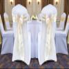 MDS Satin Chair Sashes, 150 Pack, 7x108 Each, Decorative Chair Bows Ribbon Tie Backs for Wedding Party, Holiday Dinner, Birthday, Reception, Banquet, Hotel & Event Decoration - Cream view 2