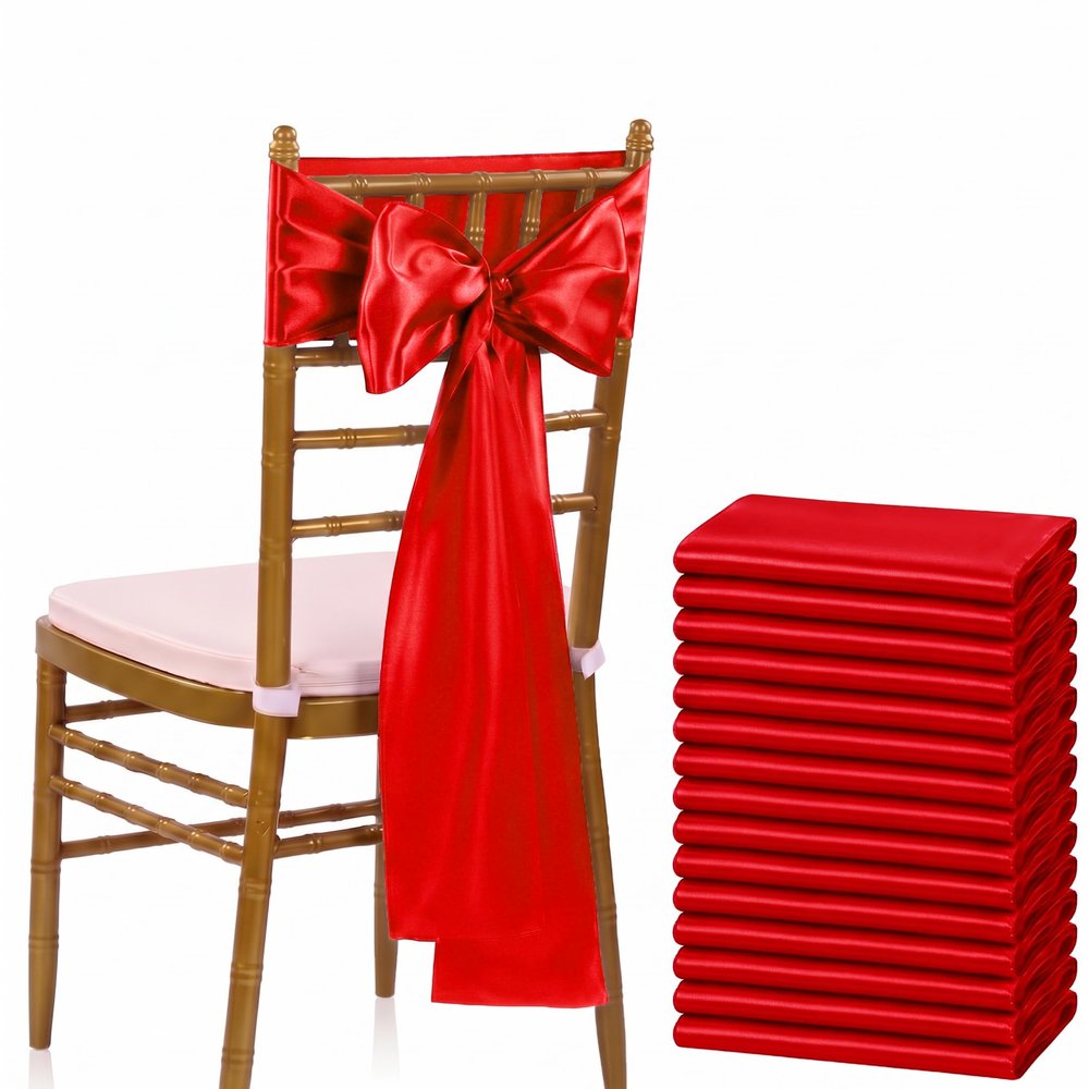 MDS Pack of 300 Satin Chair Sashes for Wedding & Events Red