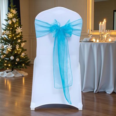 MDS Pack of 100 PCS Organza Chair Sashes Wider Dining Chair Bows Ribbon Tie Back for Wedding Party Birthday Bridal Shower Reception Event Banquet Home Chair Cover Decoration - Light Teal