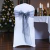 MDS Pack of 100 PCS Organza Chair Sashes Wider Dining Chair Bows Ribbon Tie Back for Wedding Party Birthday Bridal Shower Reception Event Banquet Home Chair Cover Decoration - Silver Gray view 1