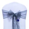 MDS Pack of 100 PCS Organza Chair Sashes Wider Dining Chair Bows Ribbon Tie Back for Wedding Party Birthday Bridal Shower Reception Event Banquet Home Chair Cover Decoration - Silver Gray view 3