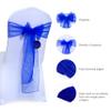 MDS Pack of 100 PCS Organza Chair Sashes Wider Dining Chair Bows Ribbon Tie Back for Wedding Party Birthday Bridal Shower Reception Event Banquet Home Chair Cover Decoration - Royal Blue view 2
