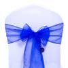 MDS Pack of 100 PCS Organza Chair Sashes Wider Dining Chair Bows Ribbon Tie Back for Wedding Party Birthday Bridal Shower Reception Event Banquet Home Chair Cover Decoration - Royal Blue view 3