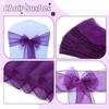 MDS Pack of 300 PCS Organza Chair Sashes Wider Dining Chair Bows Ribbon Tie Back for Wedding Party Birthday Bridal Shower Reception Event Banquet Home Chair Cover Decoration - Dark Purple view 4