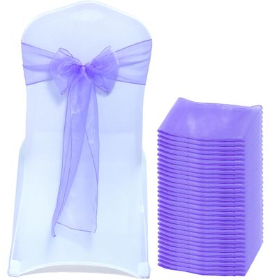 MDS Pack of 300 PCS Organza Chair Sashes Wider Dining Chair Bows Ribbon Tie Back for Wedding Party Birthday Bridal Shower Reception Event Banquet Home Chair Cover Decoration - Lavender