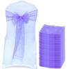 MDS Pack of 300 PCS Organza Chair Sashes Wider Dining Chair Bows Ribbon Tie Back for Wedding Party Birthday Bridal Shower Reception Event Banquet Home Chair Cover Decoration - Lavender view 1