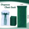 MDS Pack of 300 PCS Organza Chair Sashes Wider Dining Chair Bows Ribbon Tie Back for Wedding Party Birthday Bridal Shower Reception Event Banquet Home Chair Cover Decoration - Hunter Green view 3